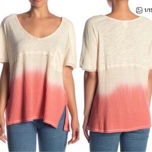 Free People We The Free Sun Dial Ombre Linen Blend Shirt Top, size M